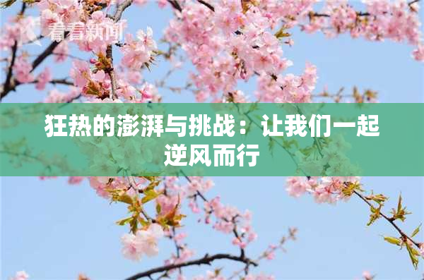 狂热的澎湃与挑战：让我们一起逆风而行