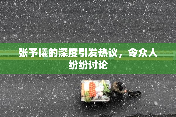 张予曦的深度引发热议，令众人纷纷讨论