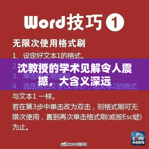 沈教授的学术见解令人震撼，大含义深远