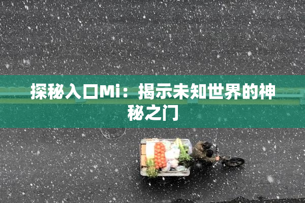 探秘入口Mi：揭示未知世界的神秘之门
