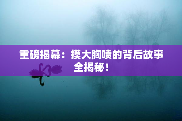 重磅揭幕：摸大胸喷的背后故事全揭秘！