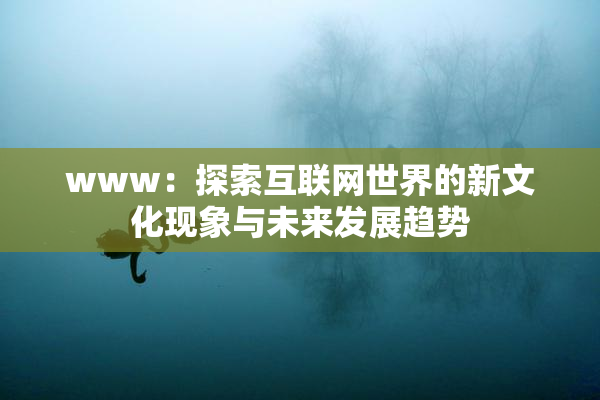 www：探索互联网世界的新文化现象与未来发展趋势