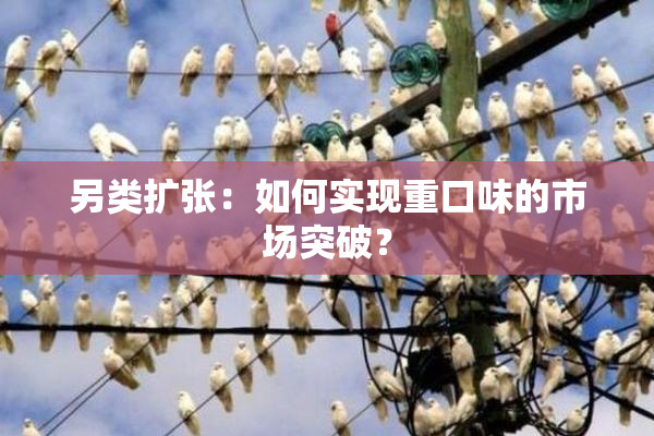 另类扩张：如何实现重口味的市场突破？