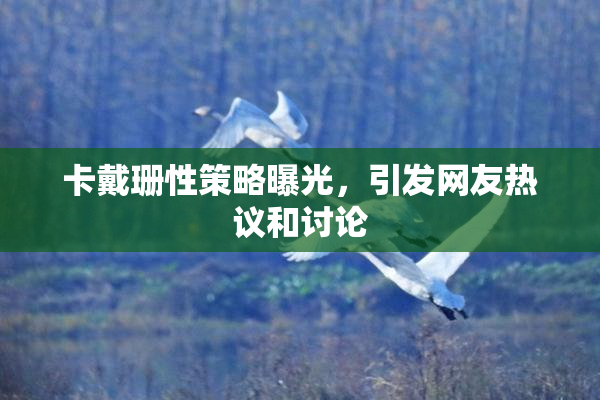卡戴珊性策略曝光，引发网友热议和讨论