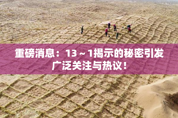 重磅消息：13～1揭示的秘密引发广泛关注与热议！